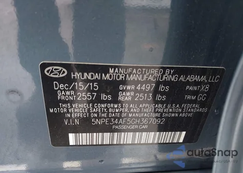 2016 Hyundai Sonata Sport z USA, uszkodzony, nr VIN 5NPE34AF5GH367092